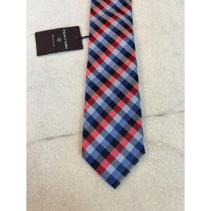NWTO Profuomo silk tie made in Italy blue red plaid‎ preppy classic old money
